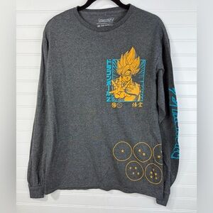 Dragonballz men’s Son Goku grey graphic anime long sleeved tee. Size Medium.